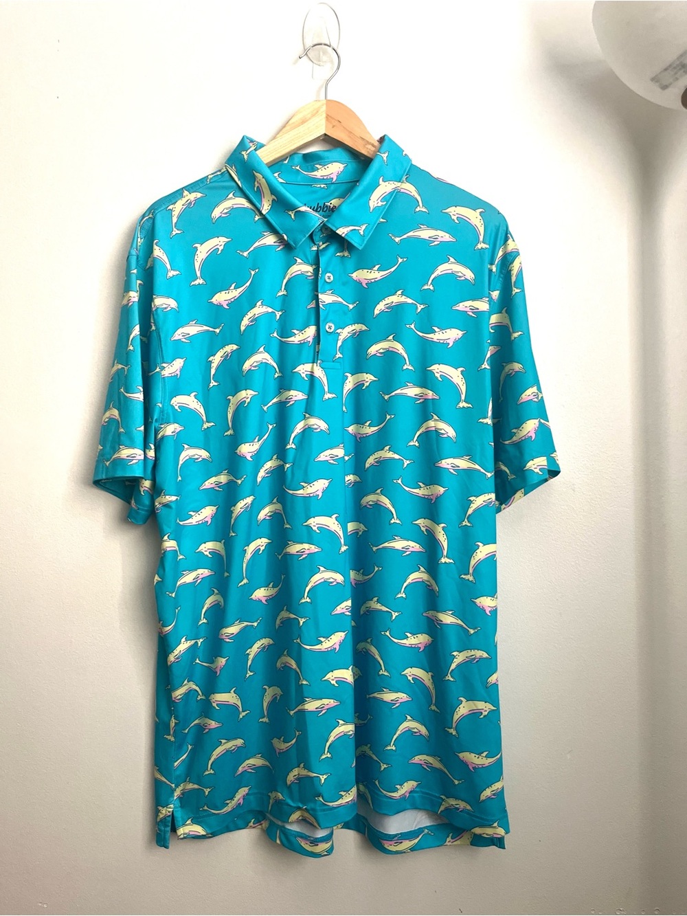 Chubbies The Flying Dolphins Performance Golf Polo Shirt Teal Blue Men XXL - Picture 9 of 9